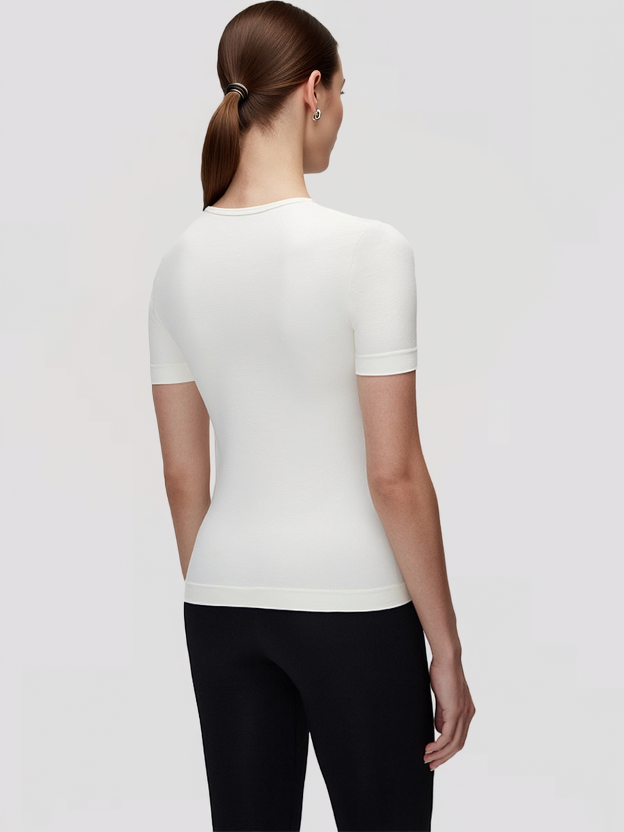 Straight Hem Basic Cropped T-shirt