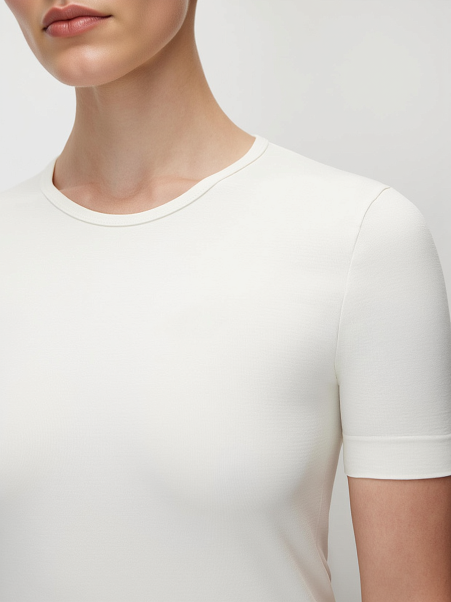 Straight Hem Basic Cropped T-shirt