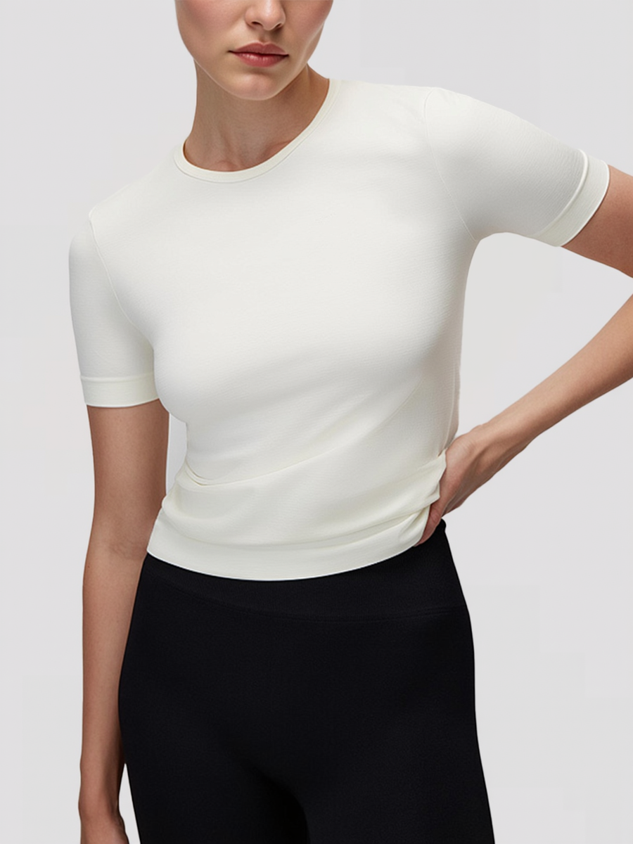 Straight Hem Basic Cropped T-shirt