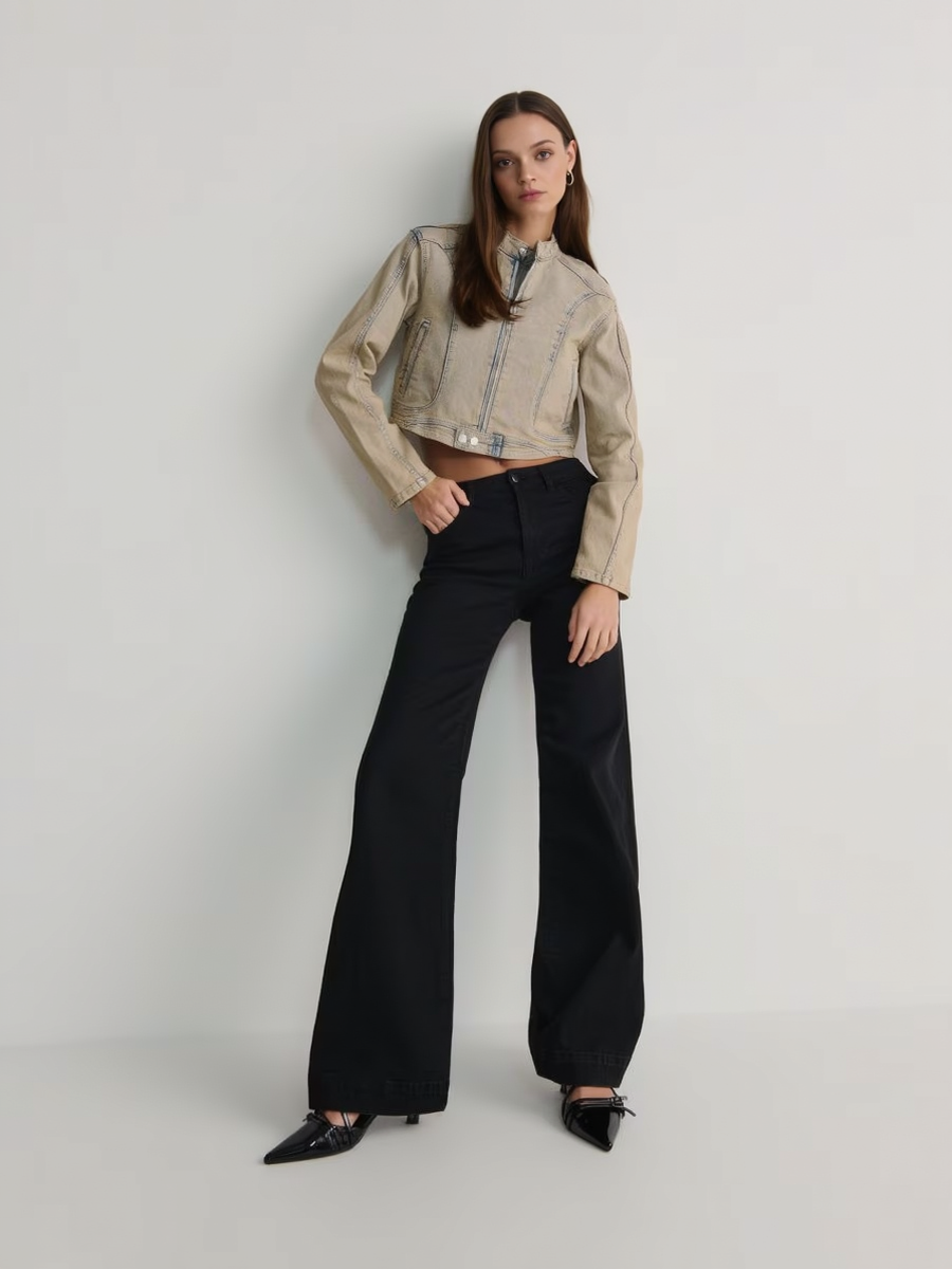 Dirty Wash Denim Cropped Jacket