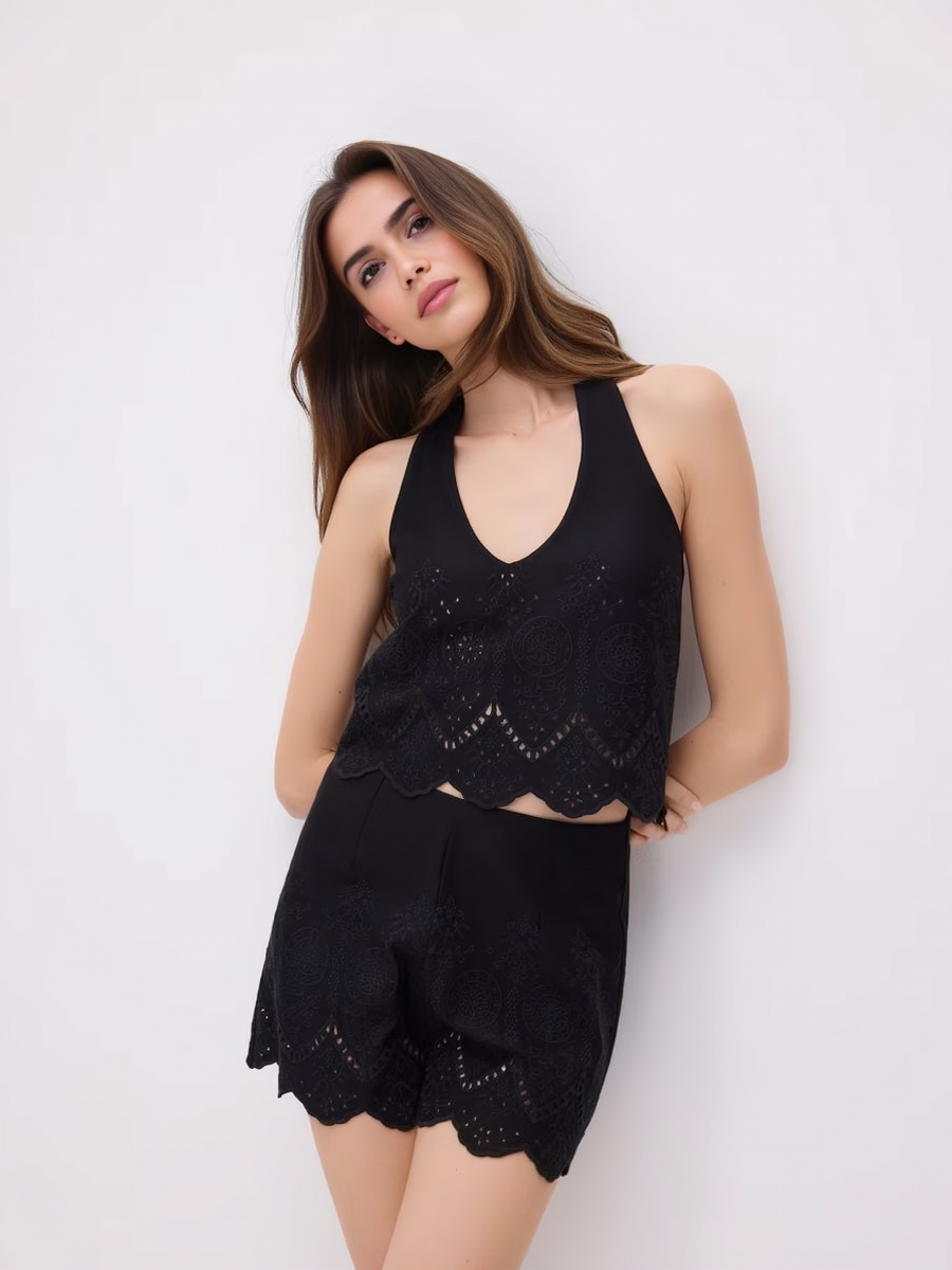 Cotton and Linen Hollow Back Tie Resort Set