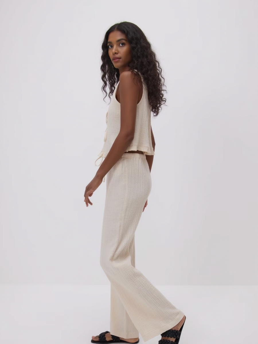 Linen Tied Vest and Pants Set