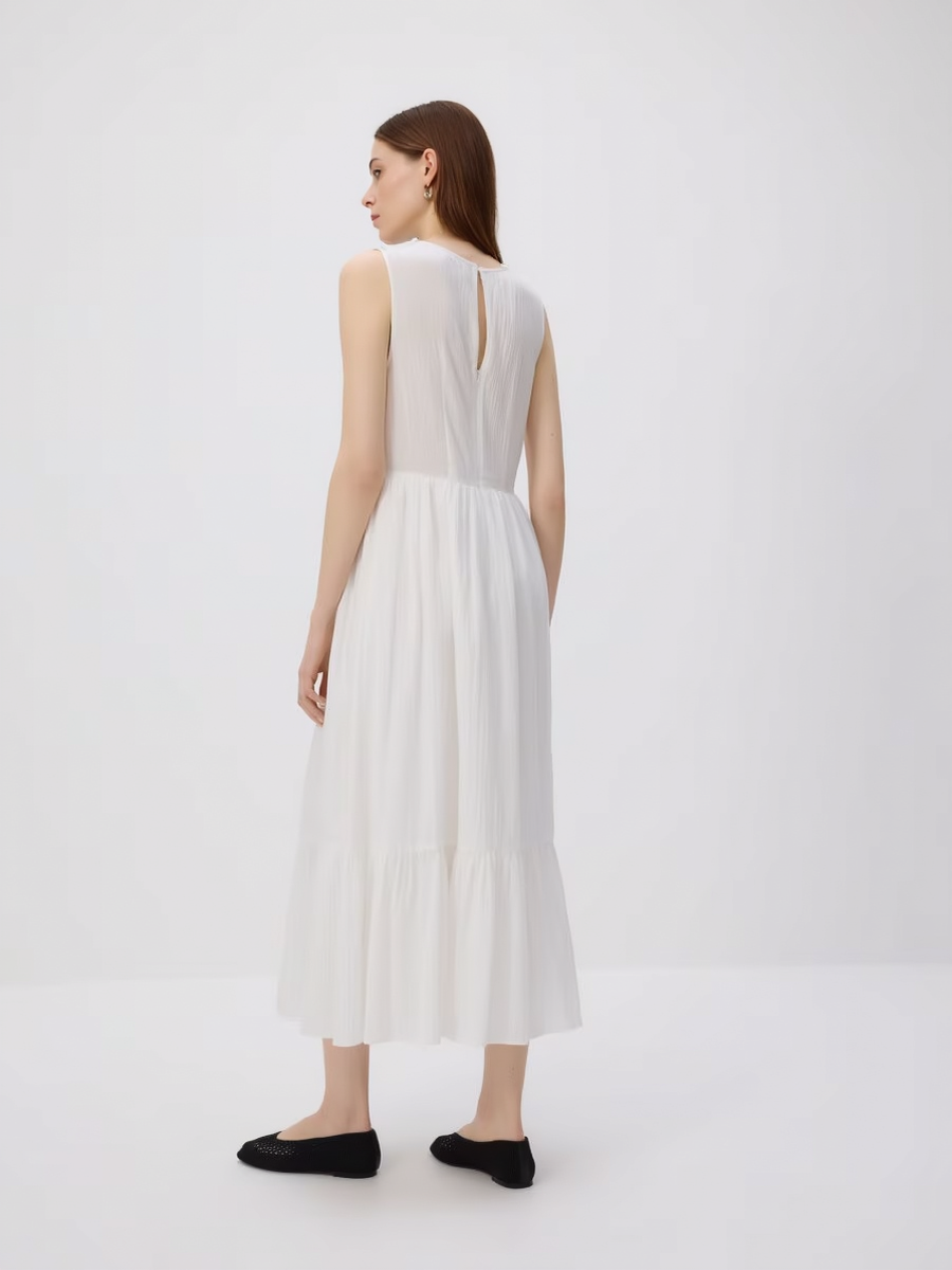 Premium Cotton Lace Trim Midi Dress