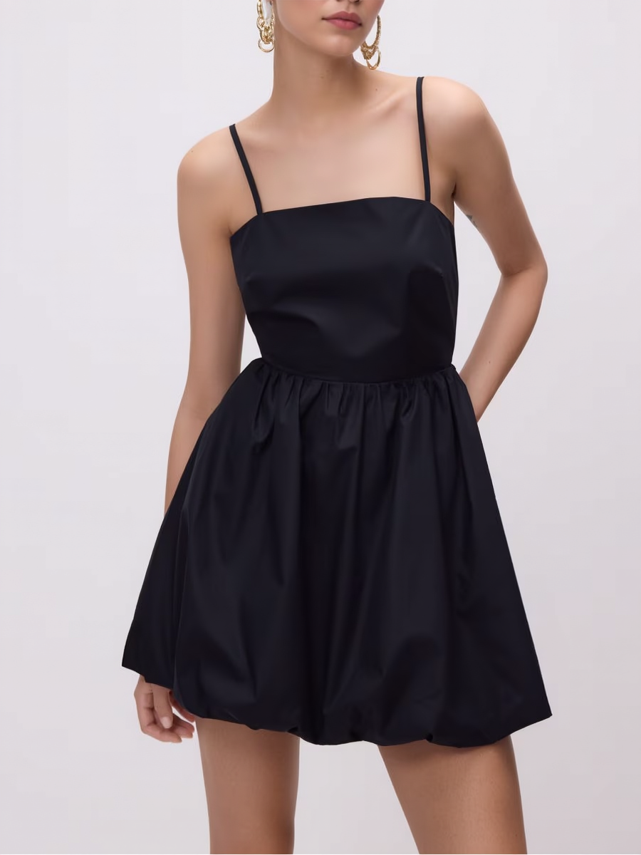 Cotton Suspender Back Tie Mini Dress