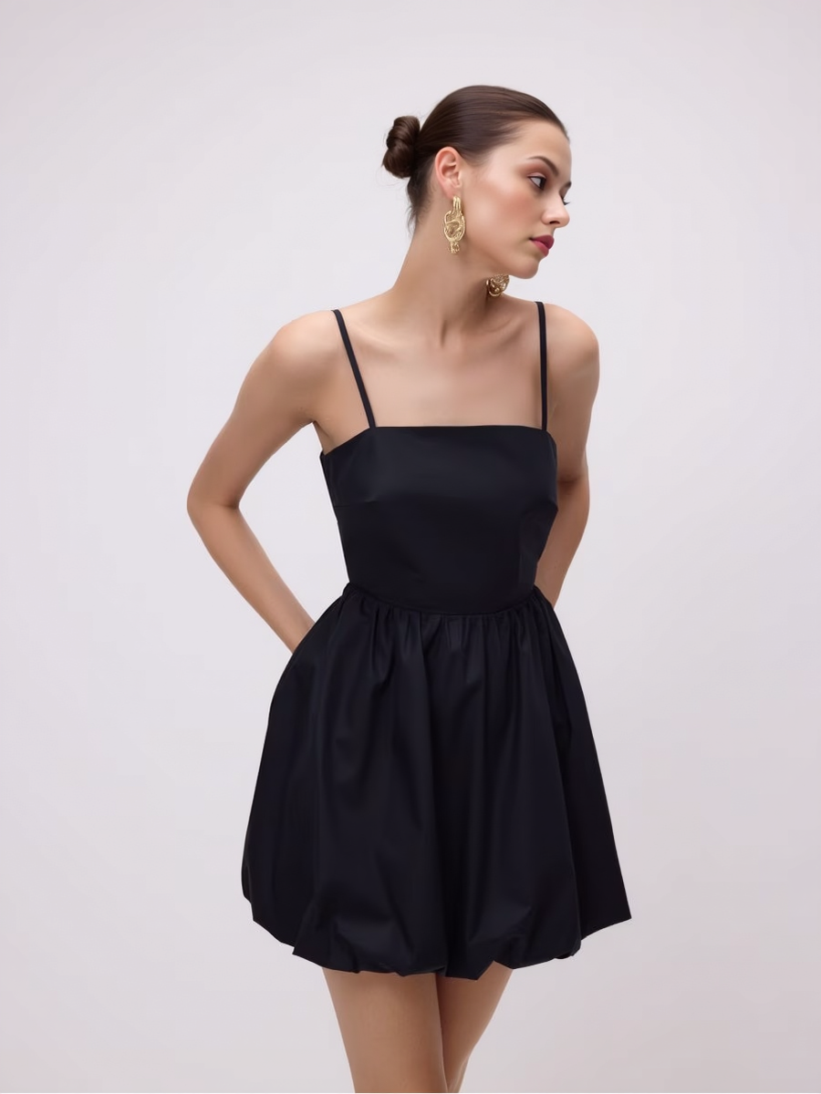 Cotton Suspender Back Tie Mini Dress