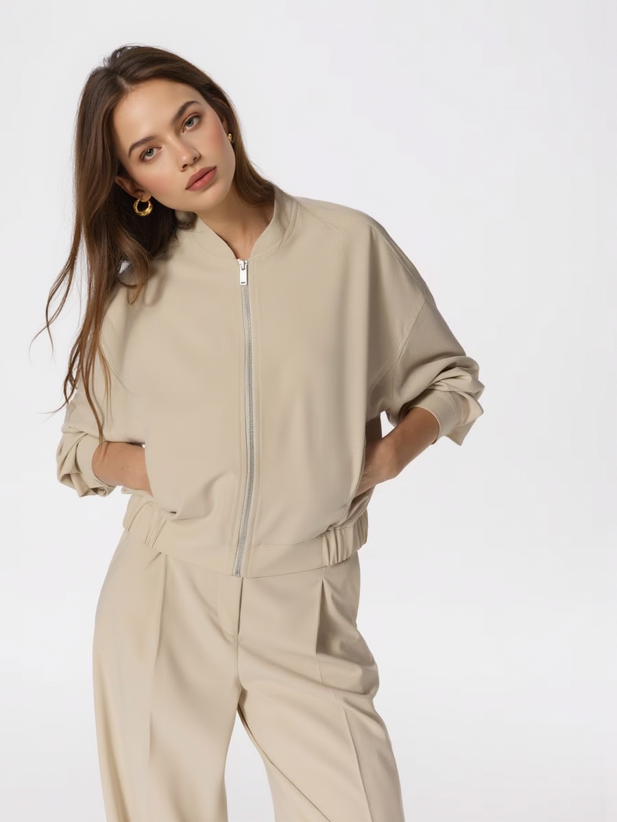 Premium Wool Blend Bomber Jacket