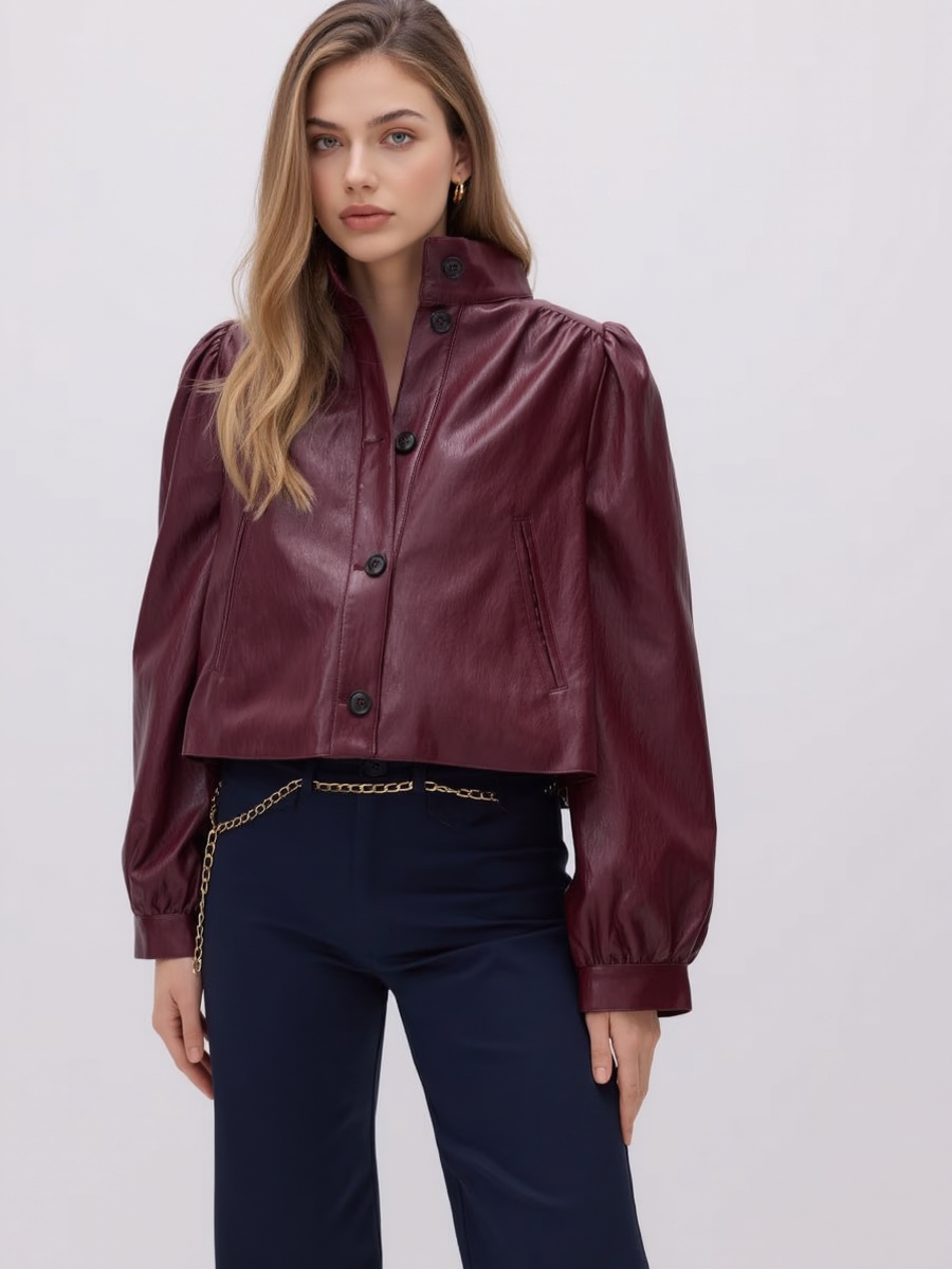 Premium Faux Leather Cropped Jacket