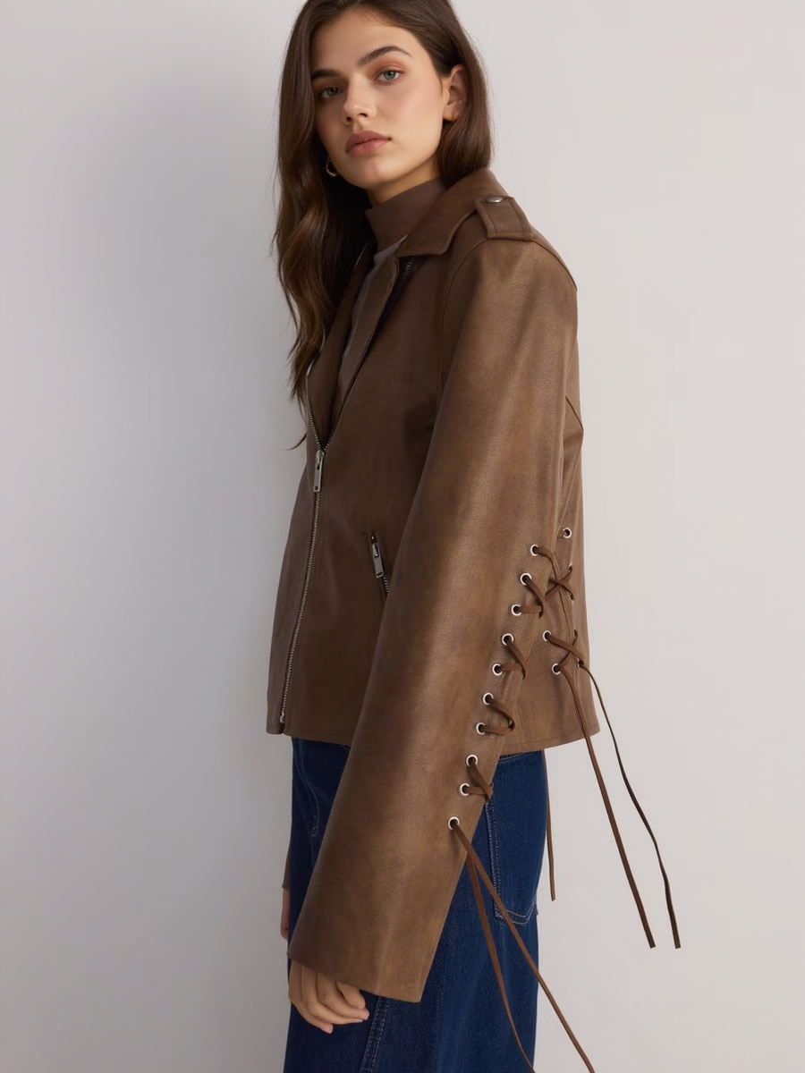 Premium Vintage Drawstring Oversized Biker Style Jacket