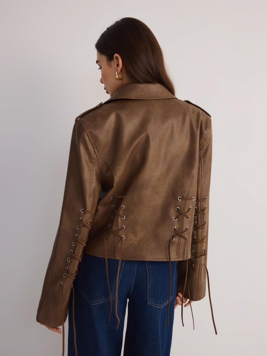 Premium Vintage Drawstring Oversized Biker Style Jacket