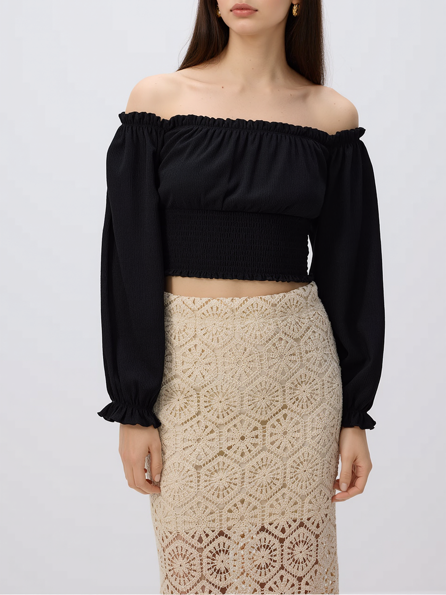 Off-Shoulder Backless Ruffled Blouse