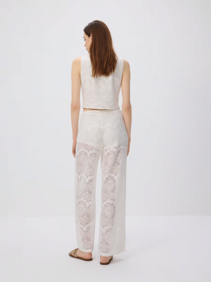 Openwork Pattern Vest And Pants Set