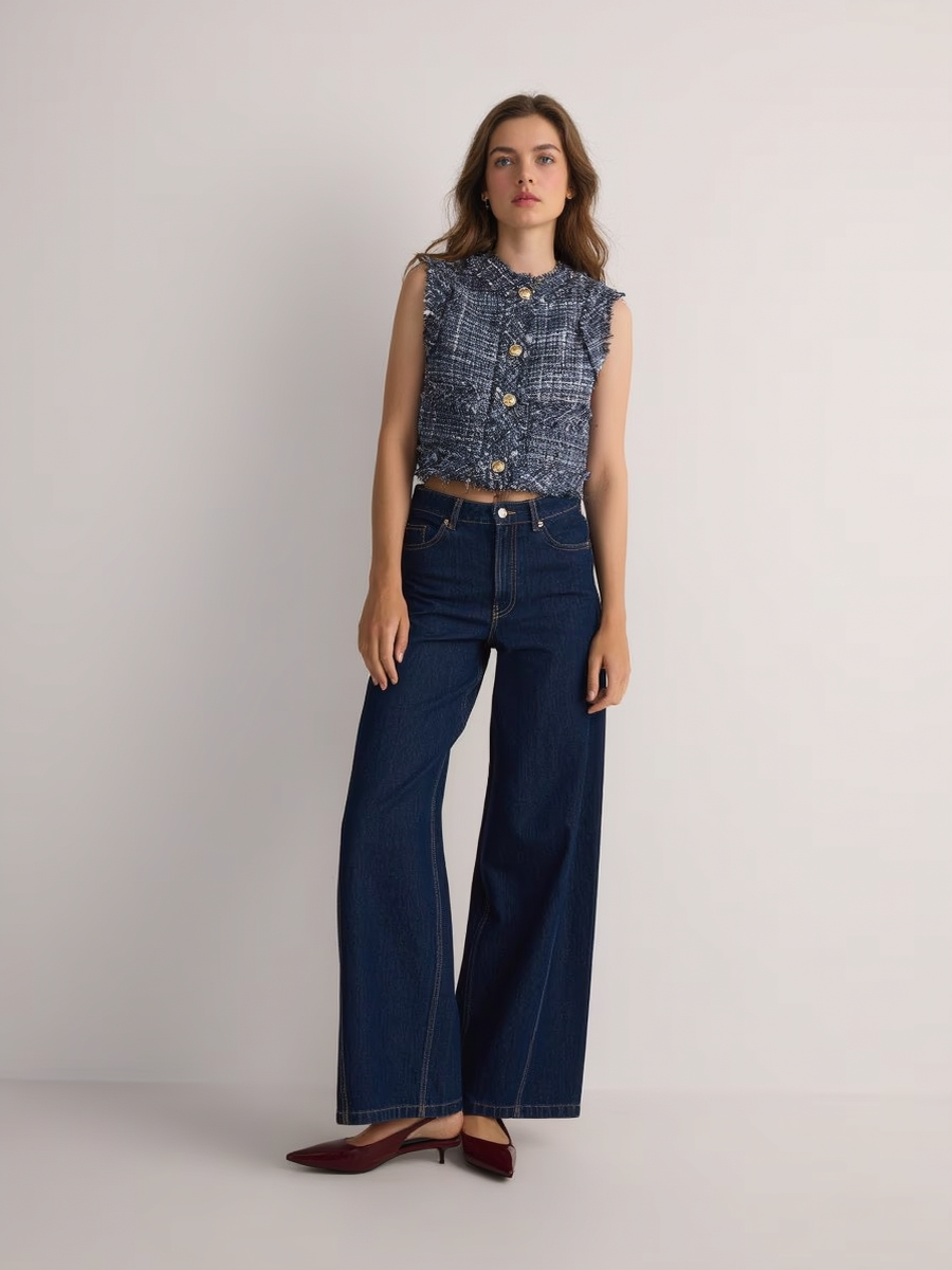 Cotton Blend Sleeveless Vest Jacket