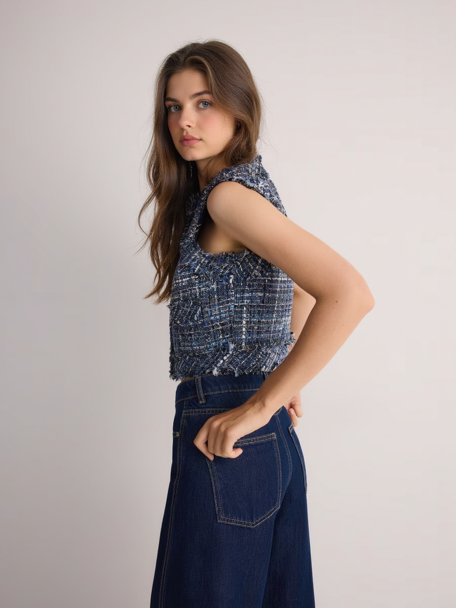 Cotton Blend Sleeveless Vest Jacket