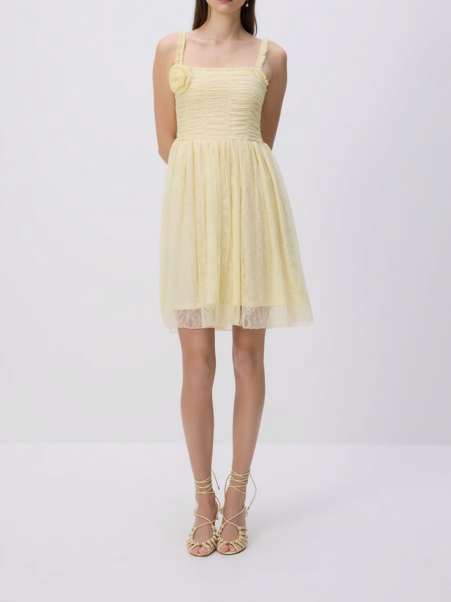 Lace Flower Embellished Mini Dress