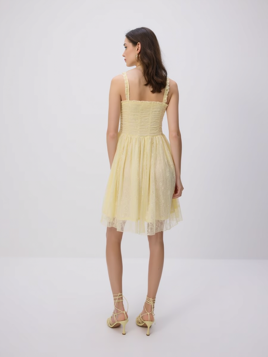 Lace Flower Embellished Mini Dress