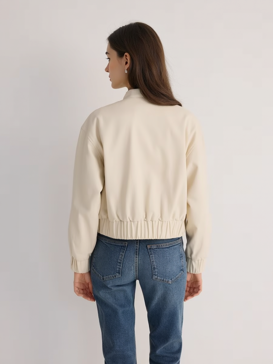 Cotton Bomber Jacket With Zip Pockets