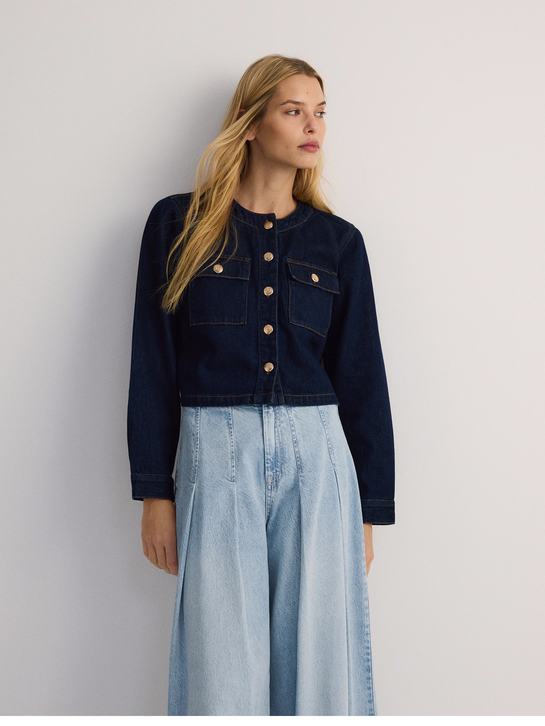 Pleated Wide Leg Women Denim  Jeans