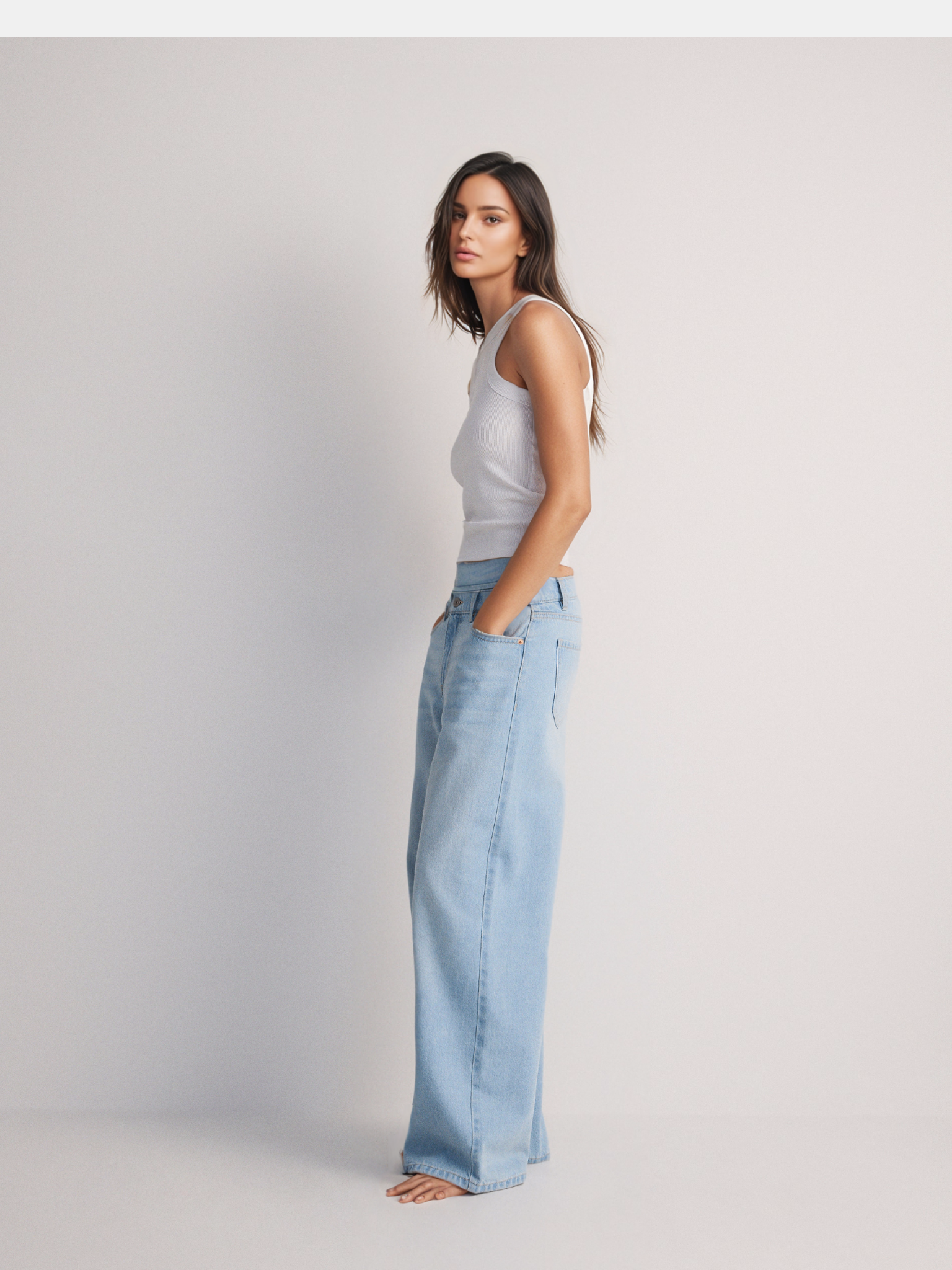 Light Blue Straight Women Denim Jeans 