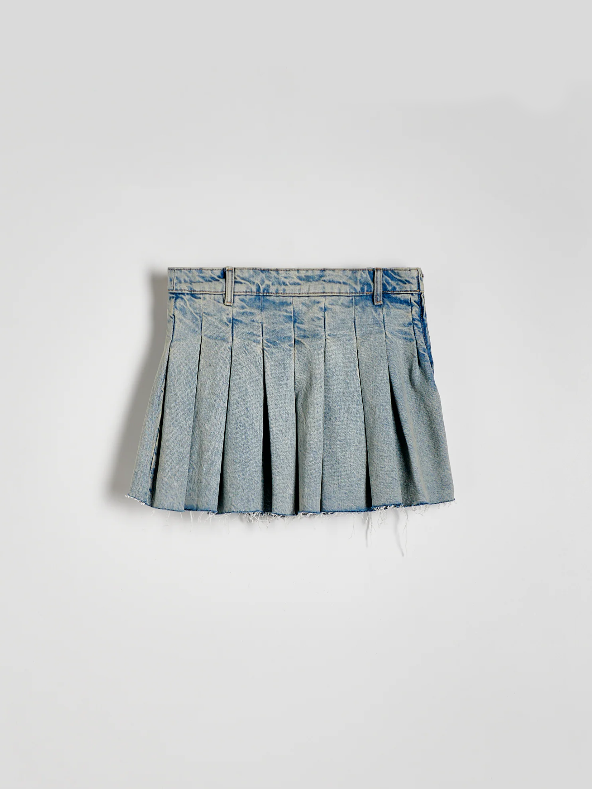 Stylish Pleated Women Mini Denim Skirt