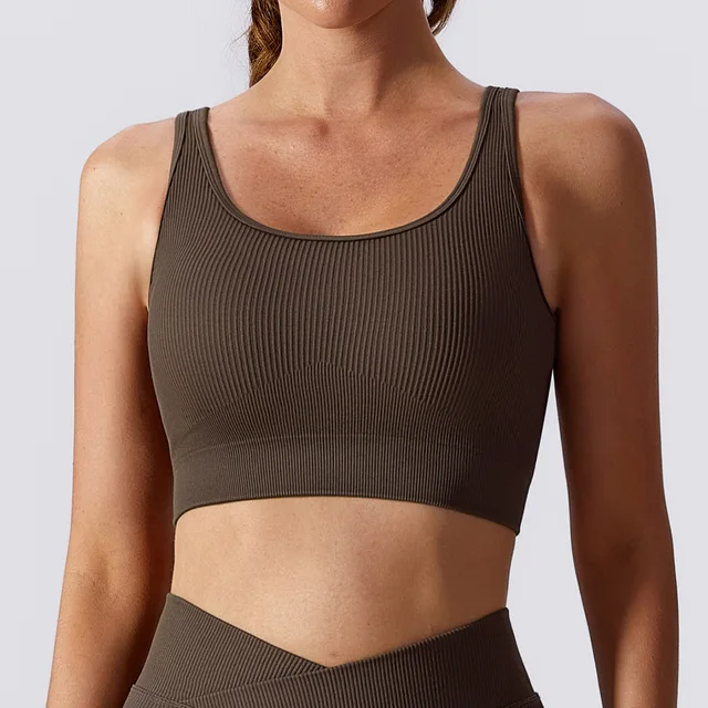 Breathable Criss Cross Gym Top Backless Seamless Bra Vest Bralette Push Up Bra