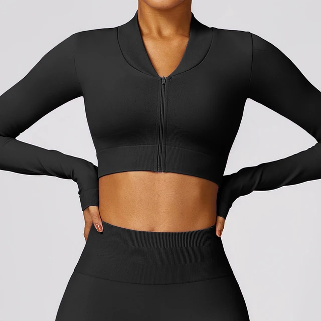 Long Sleeved Workout Push Up Yoga Top Tight Nude Quick Drying Gym Tops-Zieline