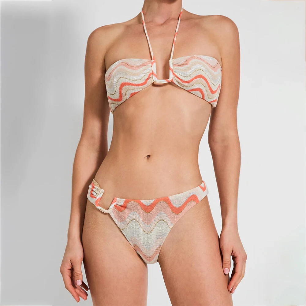  Sexy Bikini Set Halterneck Two Piece Swimsuit Luxury Beach Swimwear Cover Up -Zieline