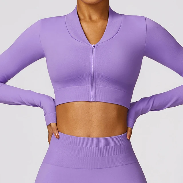 Long Sleeved Workout Push Up Yoga Top Tight Nude Quick Drying Gym Tops-Zieline