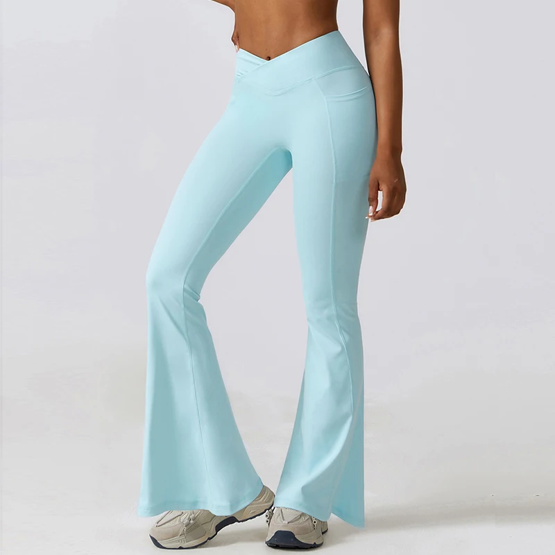  Flared High Waist  Dance Yoga Flares Pants Push Up Sports Leggings-Zieline