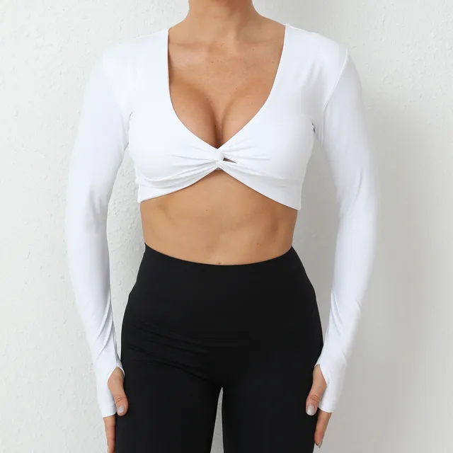 Quick Dry  Outdoor Leisure Long Sleeved Top Female Cross Sportswear Gym Crop Top -Zieline