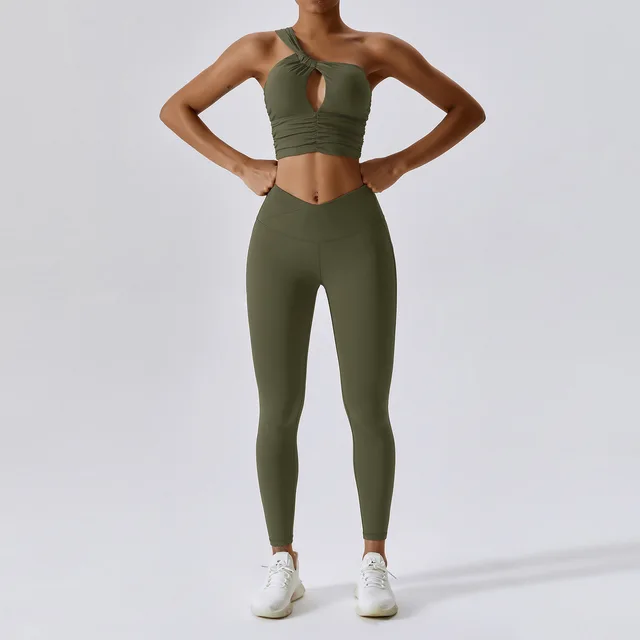 2Piece Gym Yoga Set  Long Sleeve Fitness Bra Sports Leggings Tracksuits-Zieline