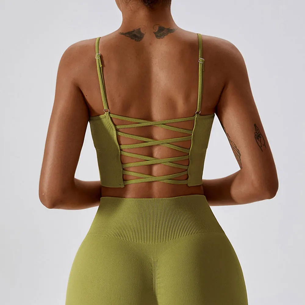 Seamless Push Up Tops for Fitness Vest Shockproof Running Gym Clothing Underwear Yoga Top