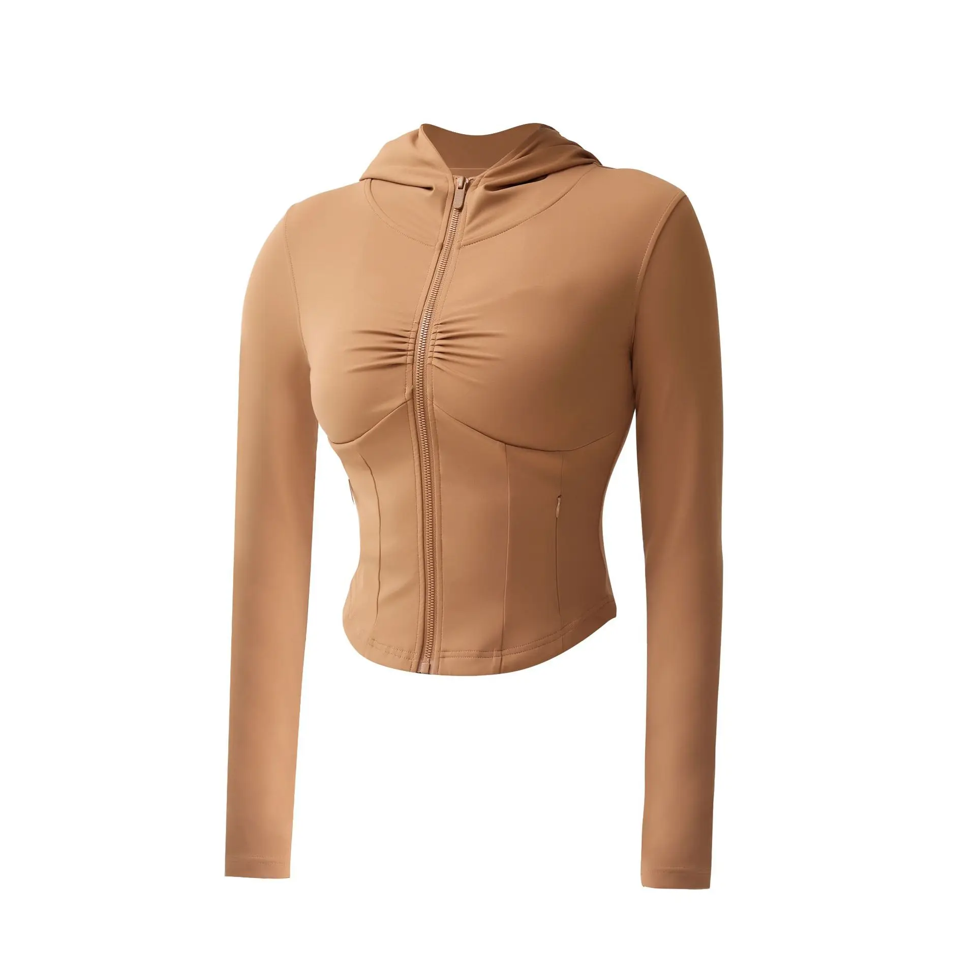 Quick-Dry Long Sleeves Sports jackets Gym Top Female Yoga Tights Zipper Hoodie-Zieline