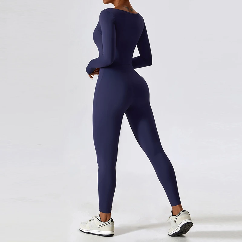Training Long Sleeve Yoga Clothes Sportswear Bodycon Workout Jump Suites -Zieline