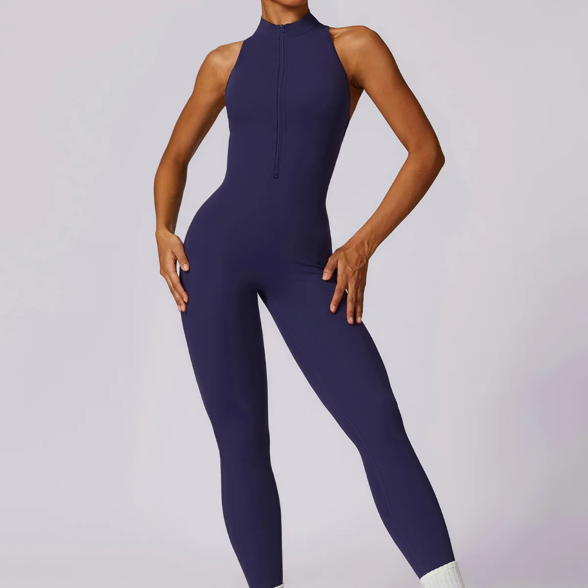 One-piece Jumpsuits Women Sporty Workout Zipper Long Sleeve Skinny Activity Wear Rompers