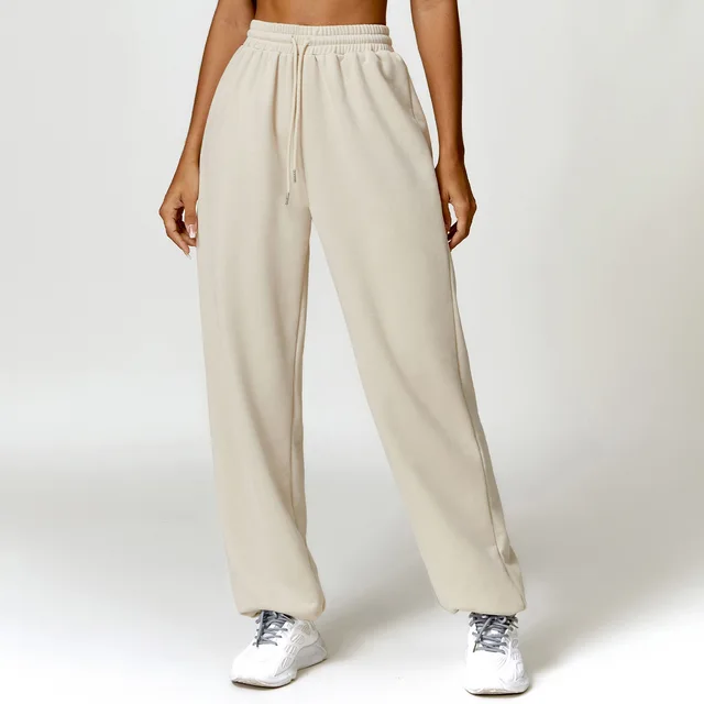 High Waist Sports Tracksuit Outfits Ankle Sweatpants Fitness Joggers Straight Leg Casual Corset Pants-Zieline