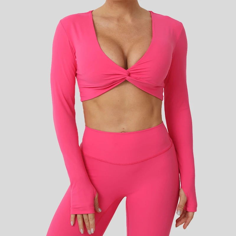 Quick Dry  Outdoor Leisure Long Sleeved Top Female Cross Sportswear Gym Crop Top -Zieline