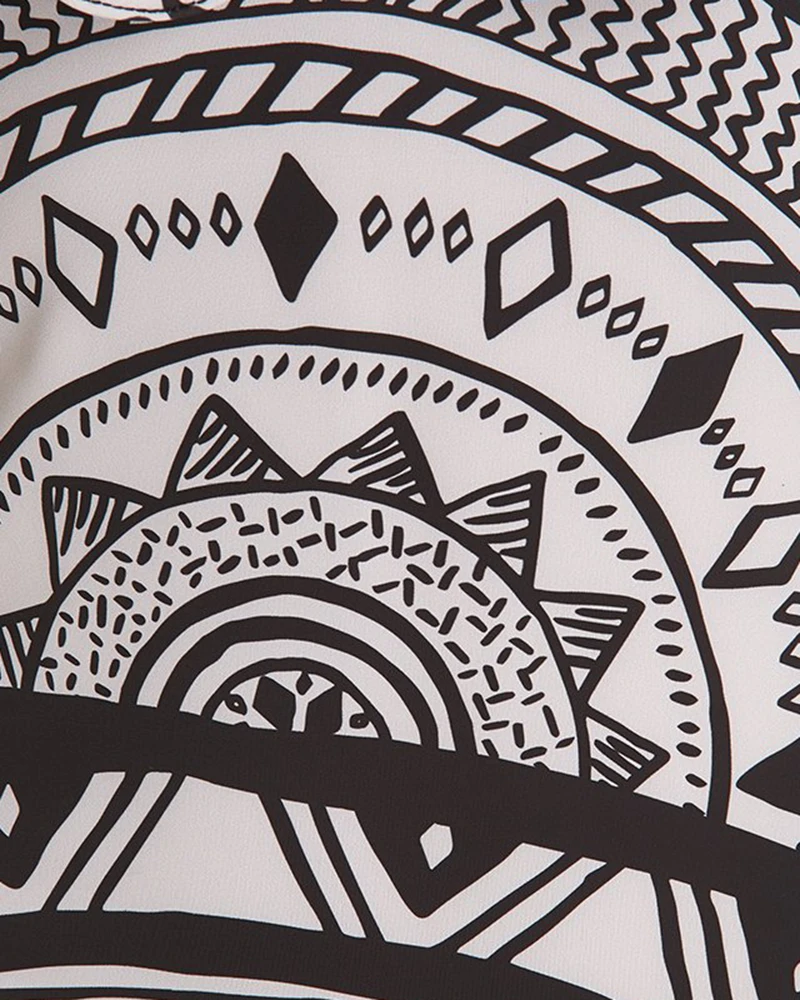 Retro Print Ruffle One Piece Swimsuit V-Neck High Waist Push Up Swimwear Bikini Bathing  Beachwear