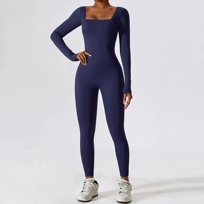 Training Long Sleeve Yoga Clothes Sportswear Bodycon Workout Jump Suites -Zieline