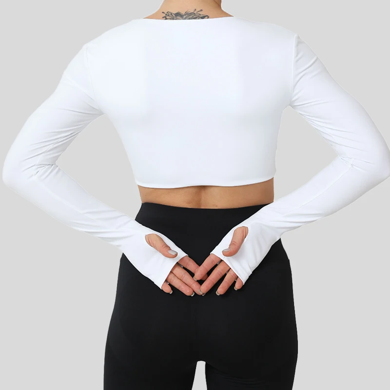 Quick Dry  Outdoor Leisure Long Sleeved Top Female Cross Sportswear Gym Crop Top -Zieline