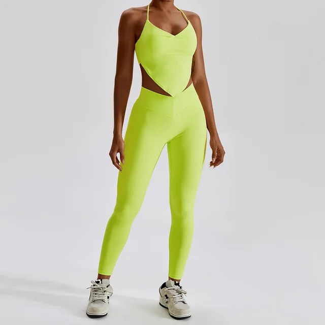 2Pcs Workout Crop Top High Waist Leggings Shorts Fitness Gym Wear Knitted Sport Suits Sportswear