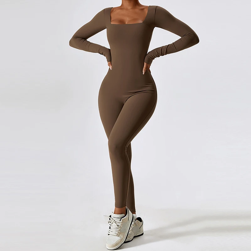 Training Long Sleeve Yoga Clothes Sportswear Bodycon Workout Jump Suites -Zieline