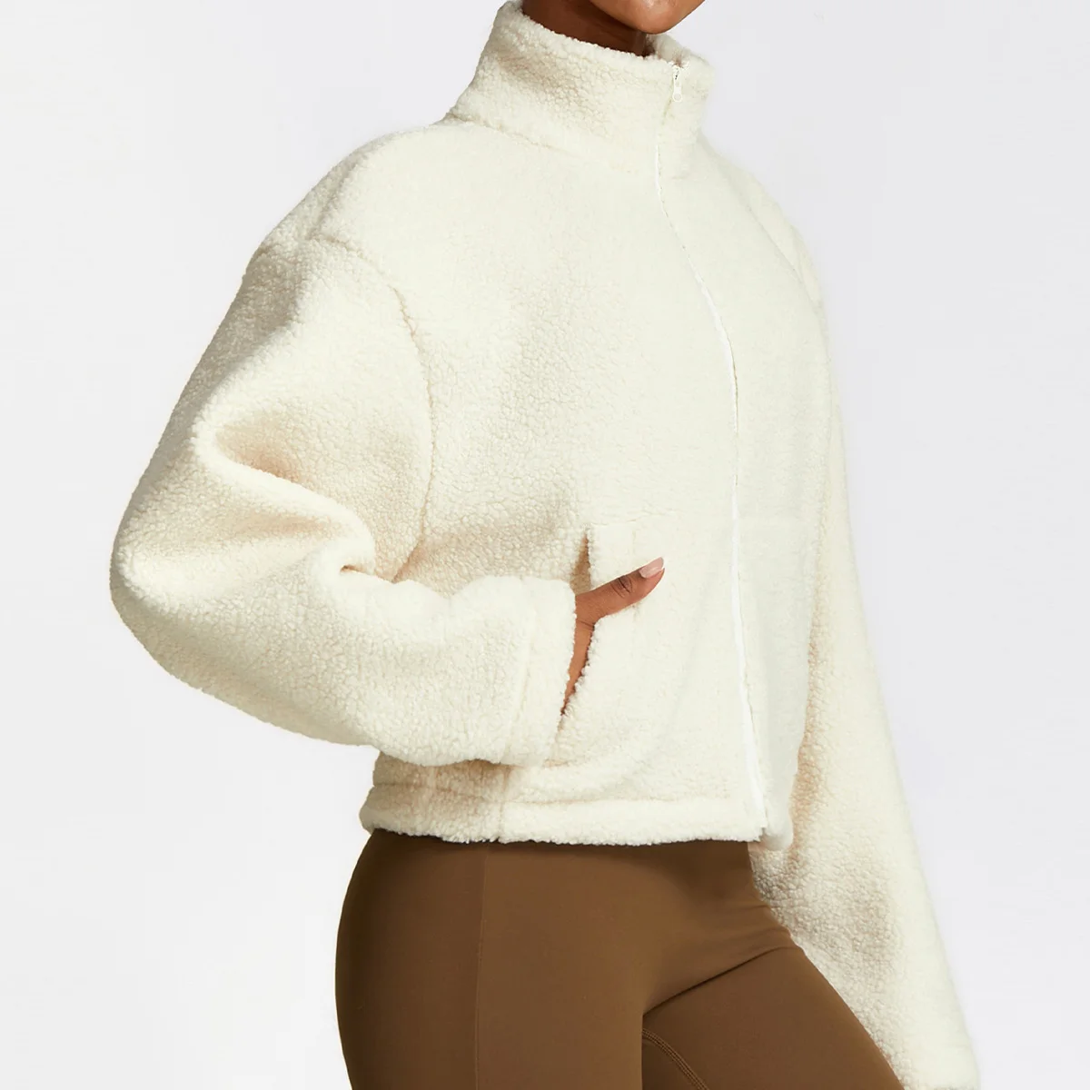 Fleece Fitness Exercise Thick Fleece Coat Gym Crop Tops Activewear  Jacket