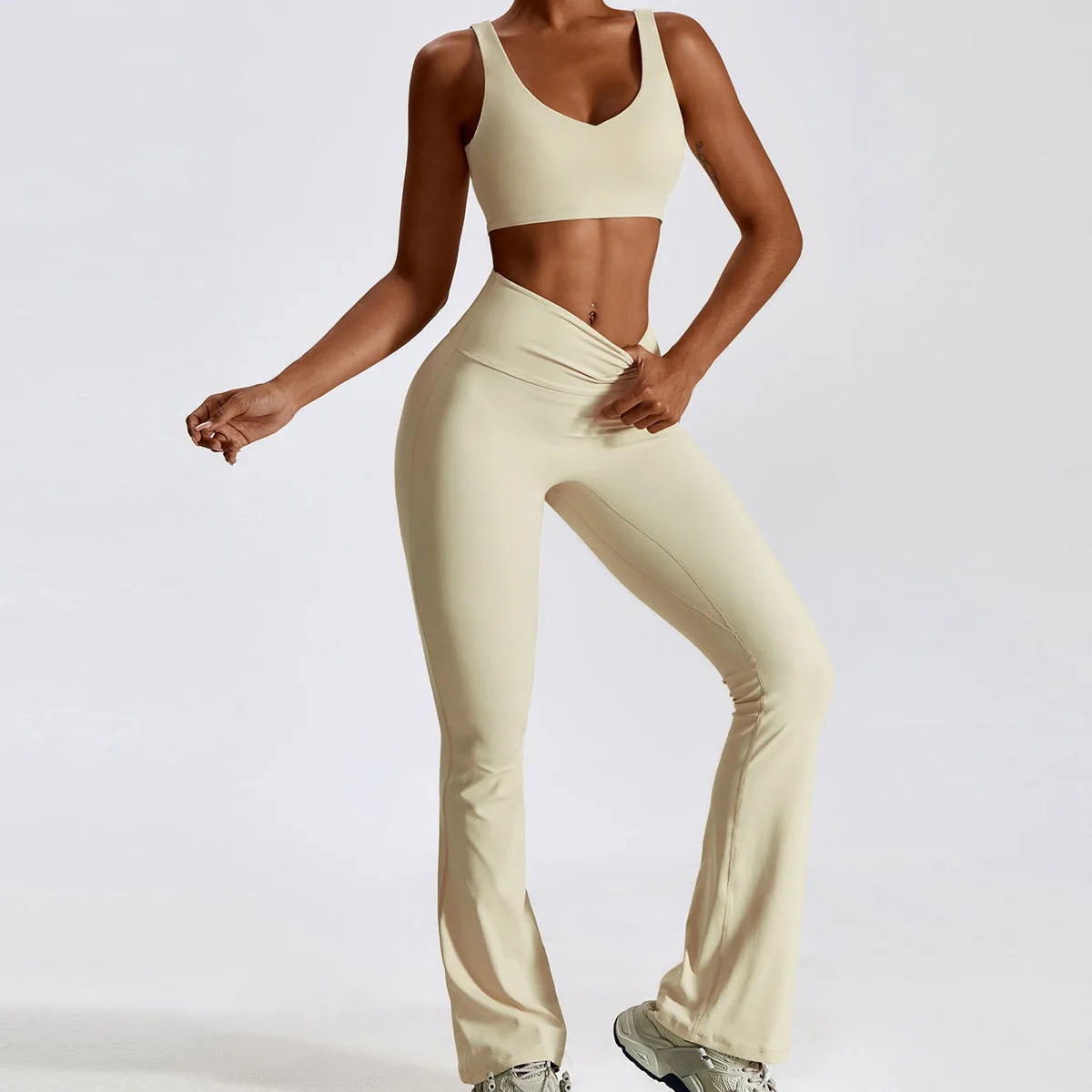 Workout Sportswear Gym Clothing Fitness Long Sleeve Crop Top High Waist Leggings Sports Set