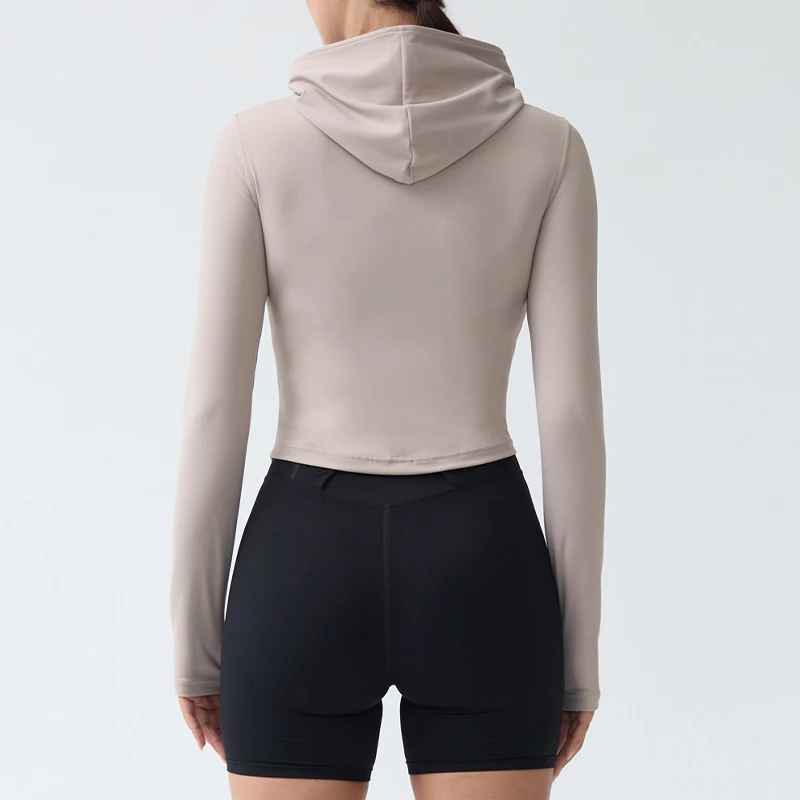 Quick-Dry Long Sleeves Sports jackets Gym Top Female Yoga Tights Zipper Hoodie-Zieline