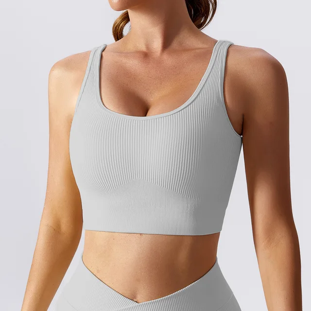 Breathable Criss Cross Gym Top Backless Seamless Bra Vest Bralette Push Up Bra