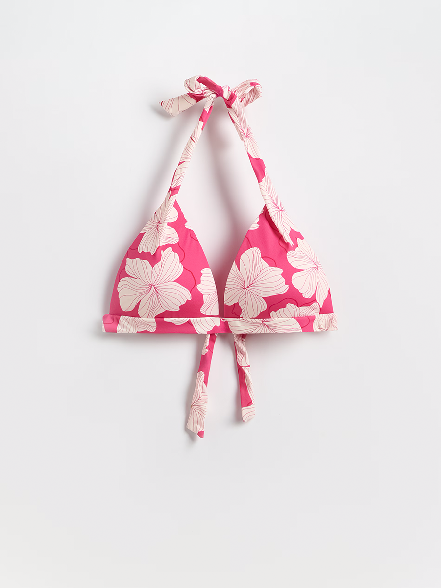 White Floral Print Women's Swimsuit Set