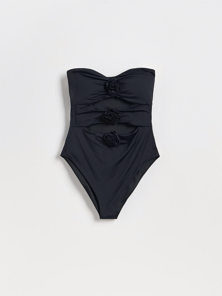 Hollow Rose Decorated Swimsuit Set