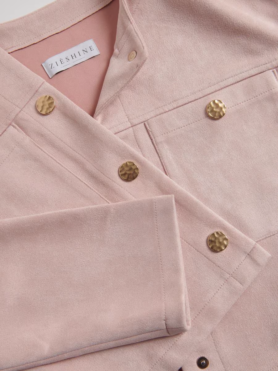 Premium Faux Suede Cropped Button Jacket