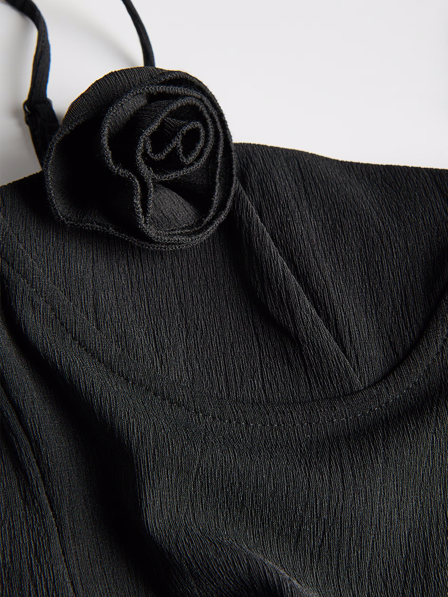 Rose Decorated Strapless Women Maxi Dress