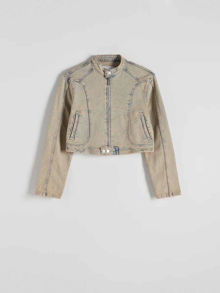 Dirty Wash Denim Cropped Jacket